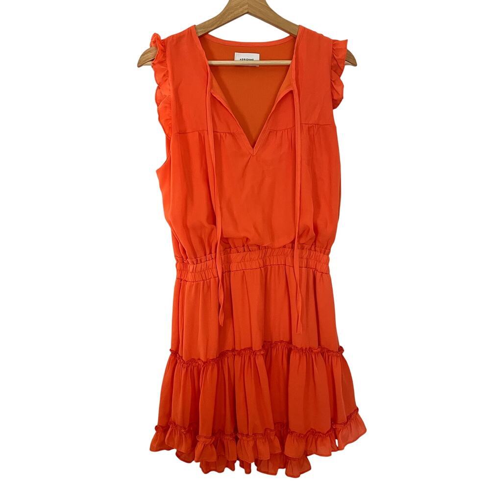 Adrienne bright orange sleeveless summer‎ sundress women's size large frilly